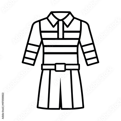 Prisoner Costume Line Drawing Vector Silhouette Illustration
