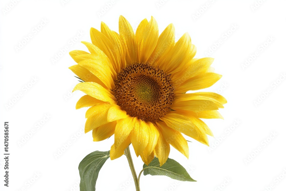Fototapeta premium Vibrant sunflower in full bloom, isolated on white.
