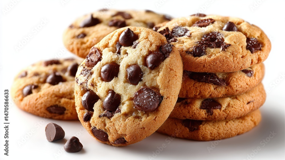 Chocolate chip cookies, fresh and delicious, isolated on background Chocolate chip cookies, fresh and delicious, isolated on background