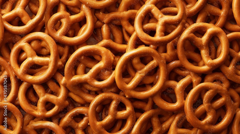 Close-up of salted crunchy pretzels in a delicious snack pile Close-up of salted crunchy pretzels in a delicious snack pile