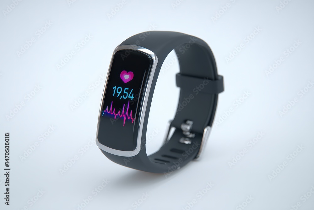 Sleek fitness tracker displays heart rate and pulse. Sleek fitness tracker displays heart rate and pulse.