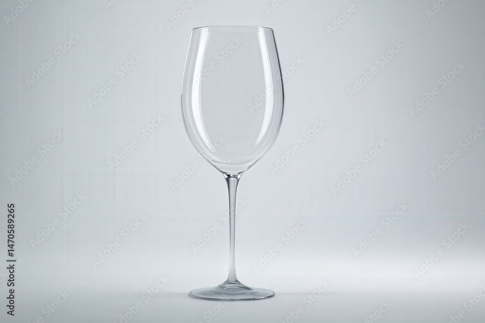 Obraz premium Elegant empty wine glass on a neutral background.