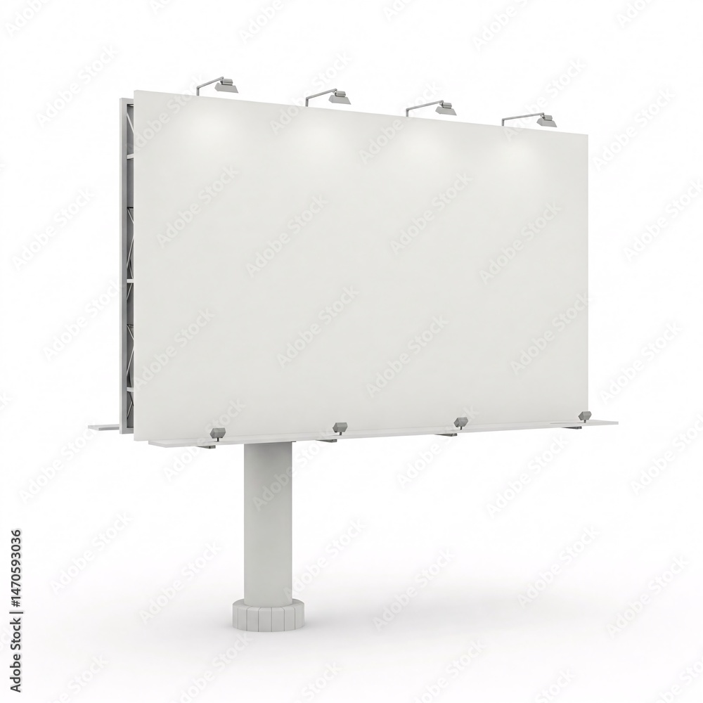 White blank billboard with spotlights, isolated on a white White blank billboard with spotlights, isolated on a white