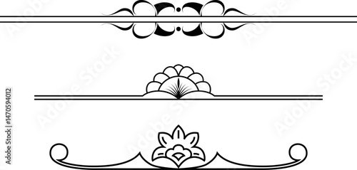 black and white set of delimiters for text, dividers
