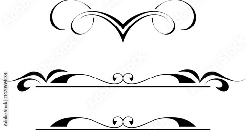 black and white set of delimiters for text, dividers