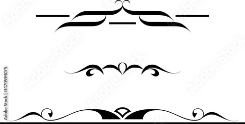 black and white set of delimiters for text, dividers