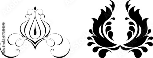 black and white set of delimiters for text, dividers