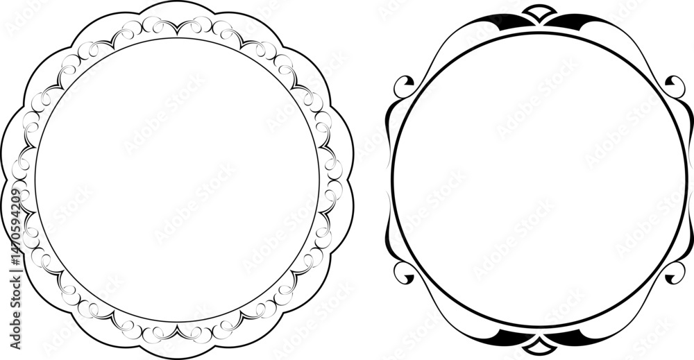 vector frames black on a white background, vintage