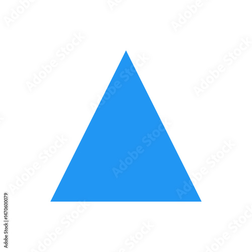 A simple illustration of a solid blue triangle shape set against a plain white background in a minimalist style