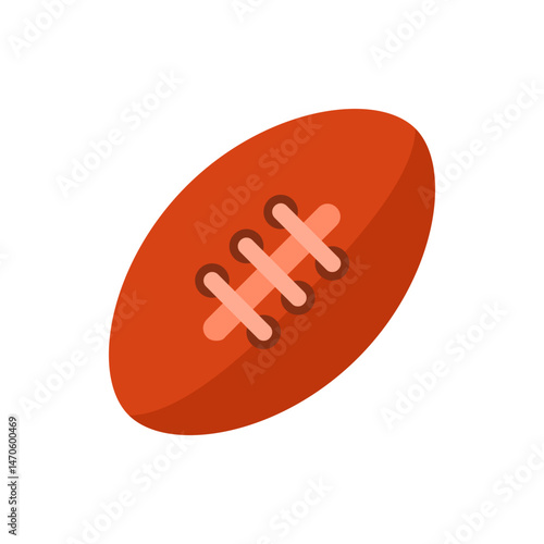 Illustration of a brown american football with light brown laces against a white background in vector format