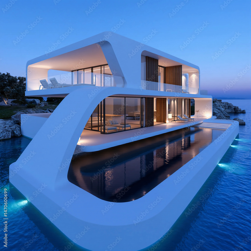Fototapeta premium modern building with pool