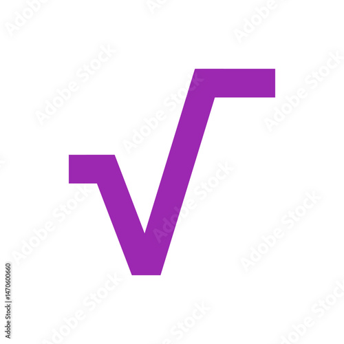 A purple square root symbol displayed on a white background providing a clear and simple mathematical concept