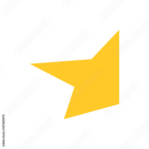 A partial golden star shape is positioned on the left side of the frame against a white background space