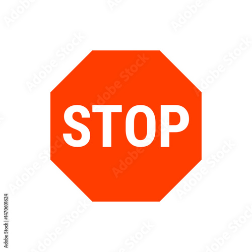 An orange stop sign with the word stop in white letters centered on the sign with a white background arround it