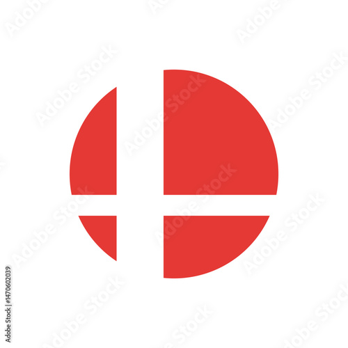 Illustration of a red circle with a white plus sign in the center on a white background, simple and bold design