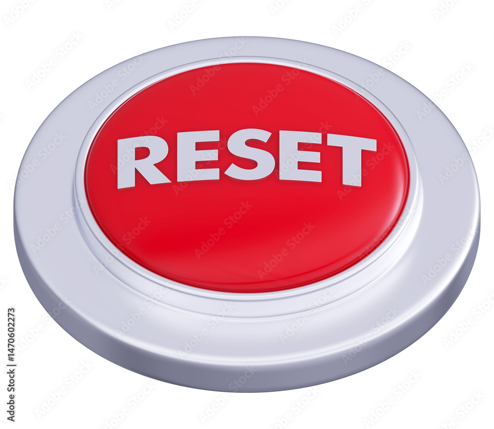 3D Reset button silver color isolated on white background 3D illustration 3D Reset button silver color isolated on white background 3D illustration