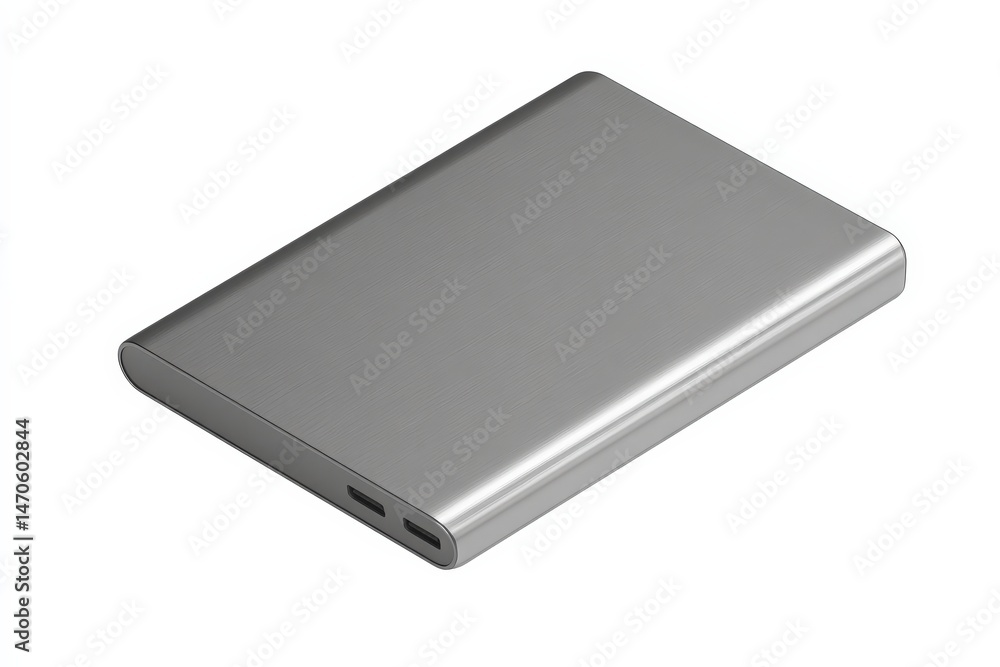 Sleek silver portable charger, perfect for on-the-go power. Sleek silver portable charger, perfect for on-the-go power.