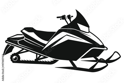 of black snowmobile displays winter vehicle, embodying adventure across snowy landscapes with transparent background