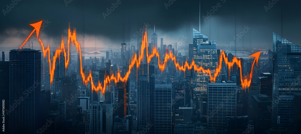 Fototapeta premium Cityscape Stock Photo: Financial Market Growth