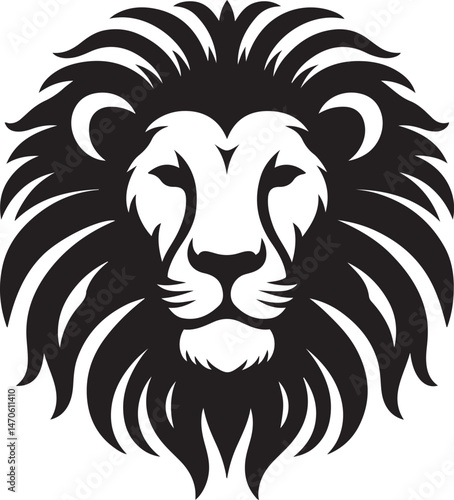 Lion head mascot silhouette icon, vector art logo icon, lion silhouette icon illustration design template isolated on a white background