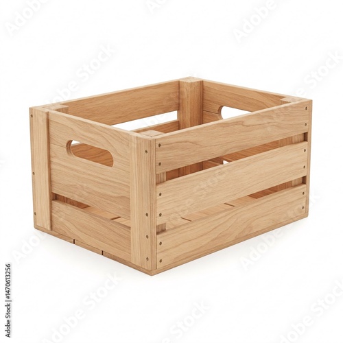 Wallpaper Mural Empty light wooden crate with handles isolated on a white background. Torontodigital.ca