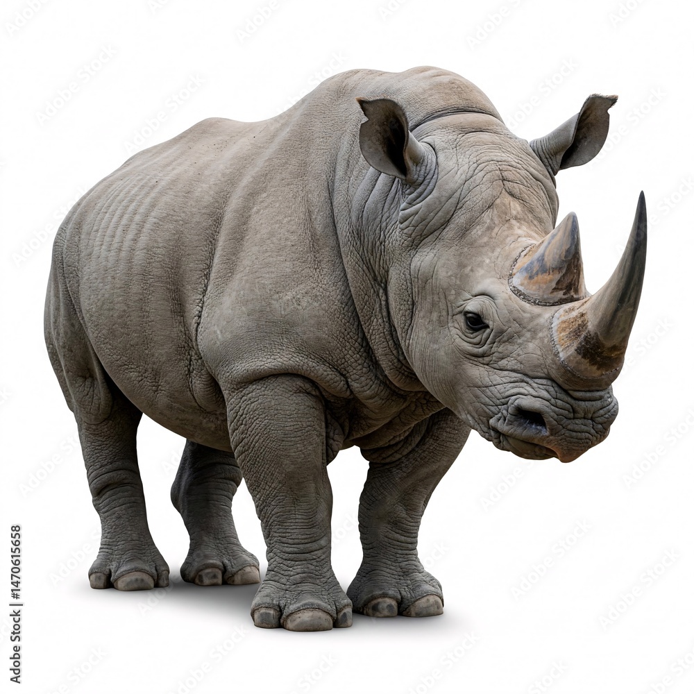Naklejka premium White rhinoceros, isolated on a white