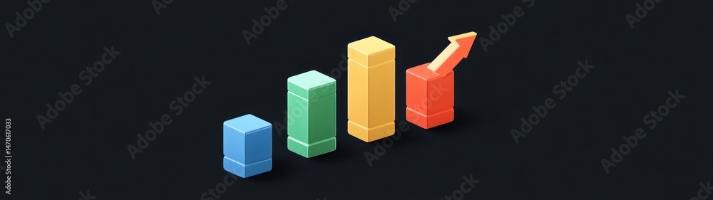 Fototapeta premium Colorful ascending bar graph illustration
