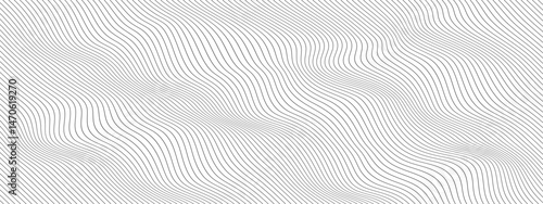 Abstract background of curving wavy lines. Deformed horizontal gray stripes. Dynamic composition of linear figure . Vector texture of simple lines for design