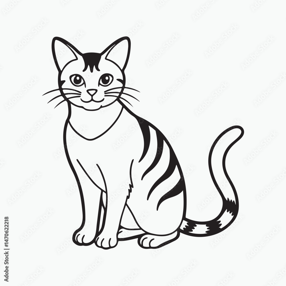 domestic shorthair cat Vector Art illustration domestic shorthair cat Vector Art illustration