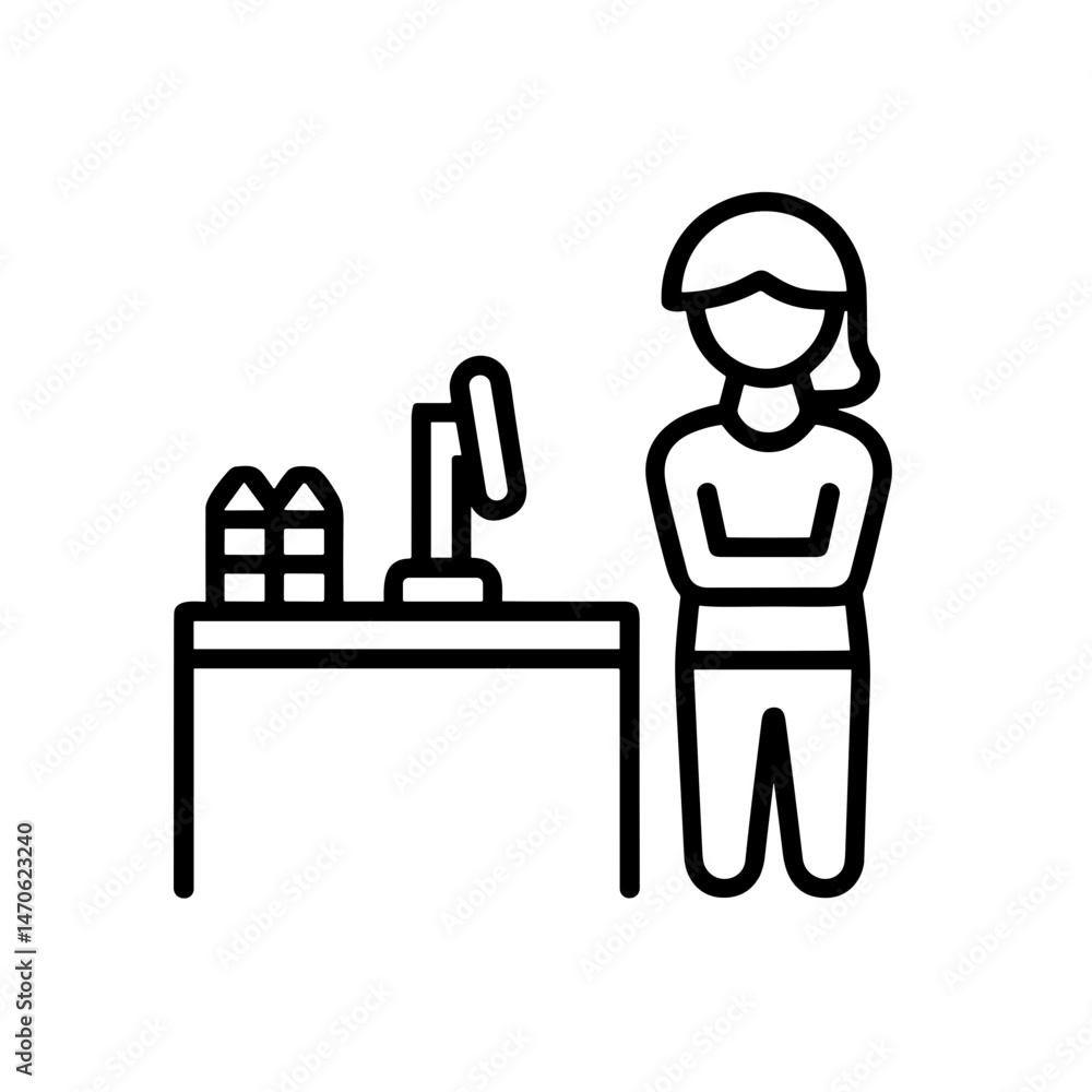 Student scanning items at checkout counter during summer job Student scanning items at checkout counter during summer job