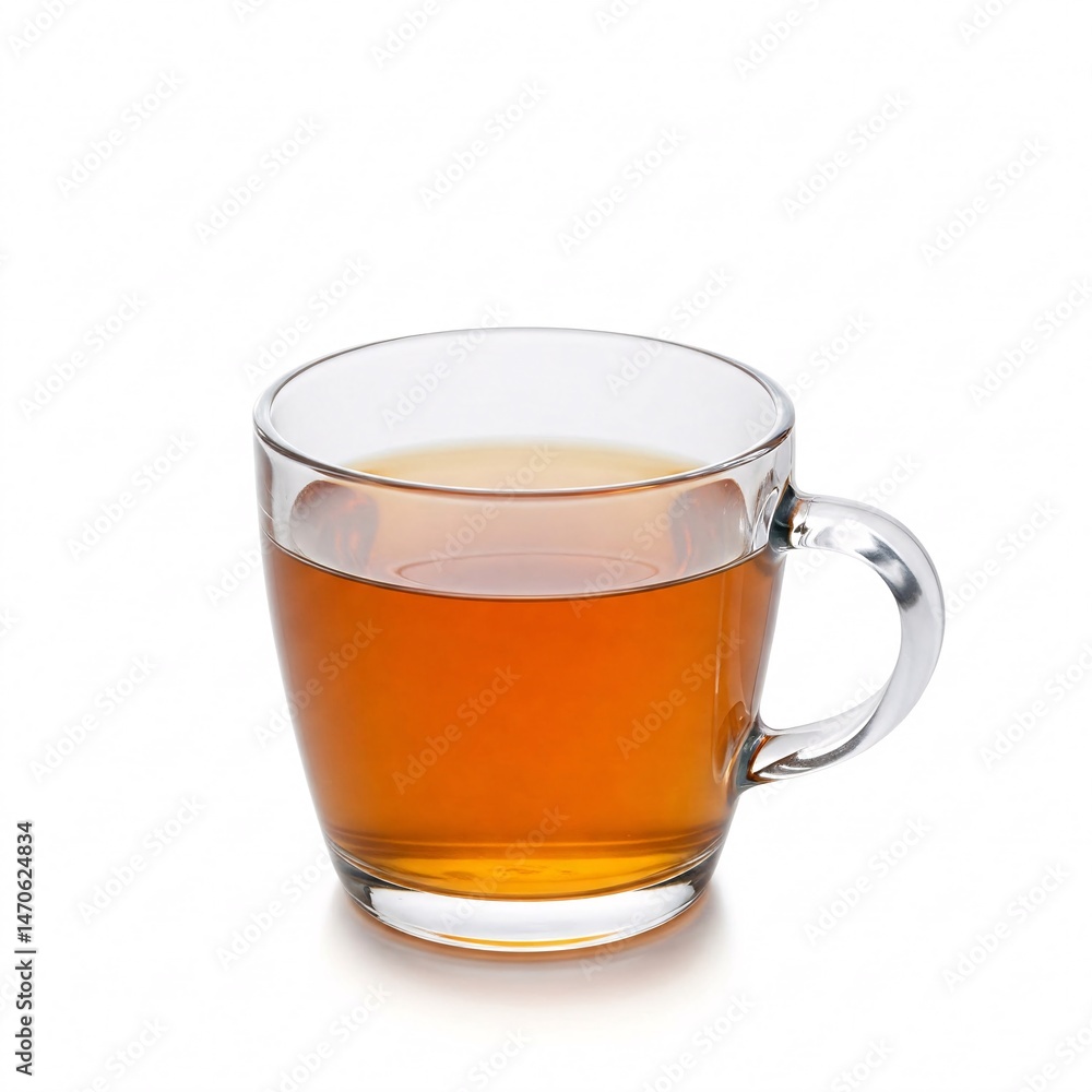 Glass cup of black tea, isolated on white Glass cup of black tea, isolated on white