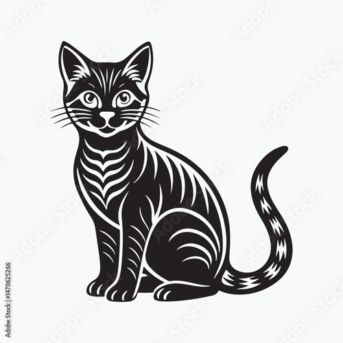 domestic shorthair cat Vector Art illustration