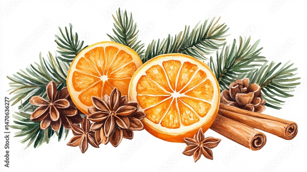 Elegant Arrangement of Orange, Cinnamon, Anise, and Pine Cones Elegant Arrangement of Orange, Cinnamon, Anise, and Pine Cones