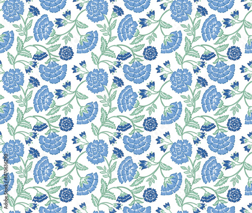 Jacobean floral pattern repeat vector file boho floral print block print flower artwork