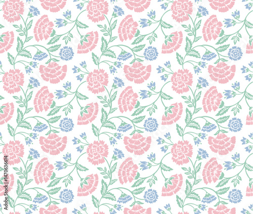 Jacobean floral pattern repeat vector file boho floral print block print flower artwork