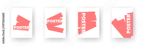 Abstract poster set with pink brush strokes in vector design.
Paint textures in soft artistic expressive layout