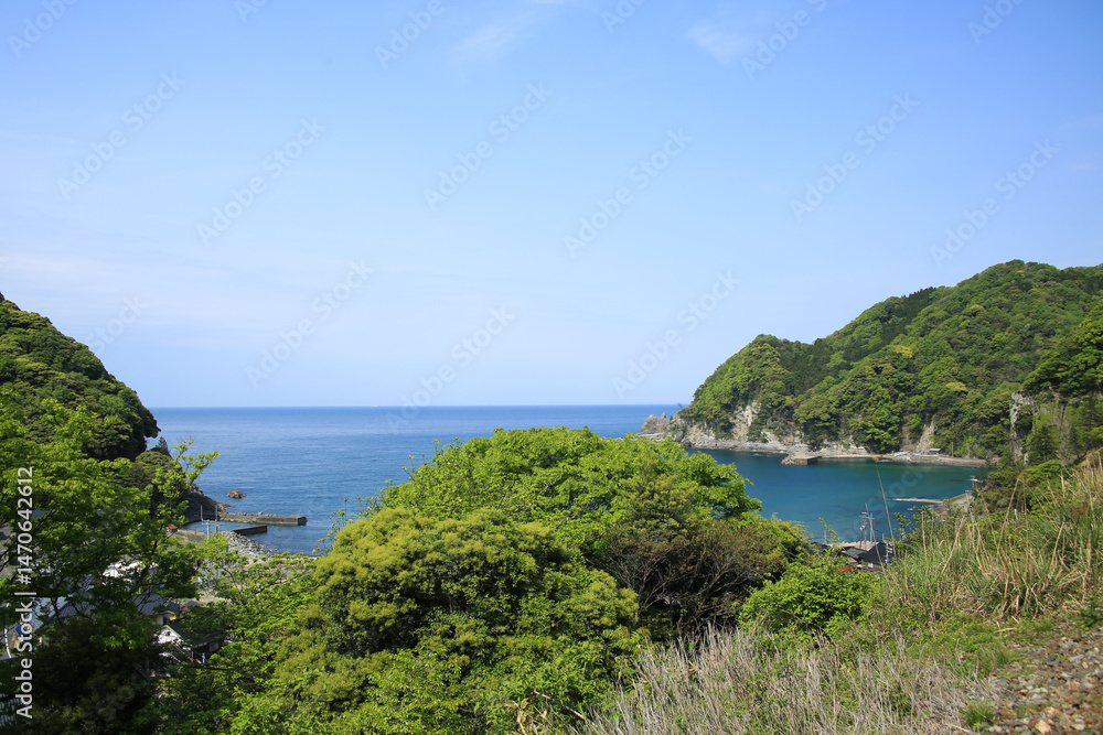Obraz premium 兵庫県香美町 余部鉄橋空の駅からの風景