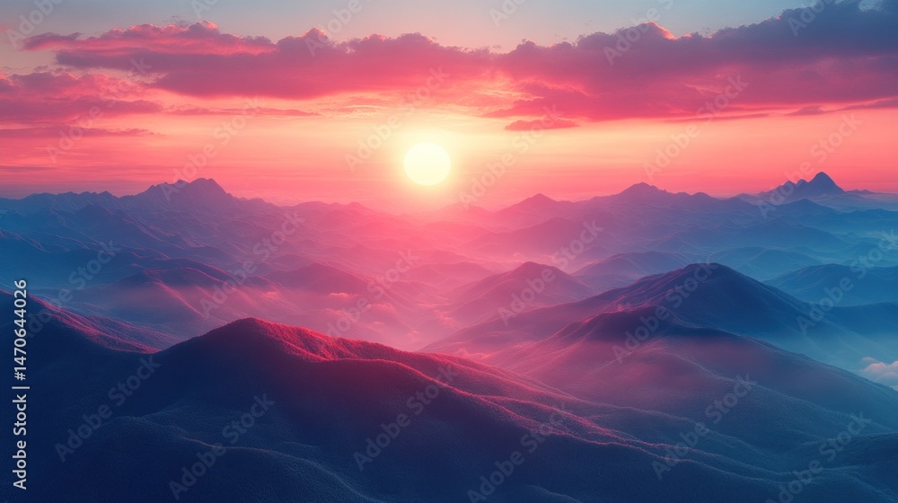 Fototapeta premium Majestic mountain range at sunrise