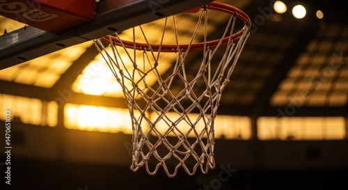 Basketball Hoop at Sunset - Photo