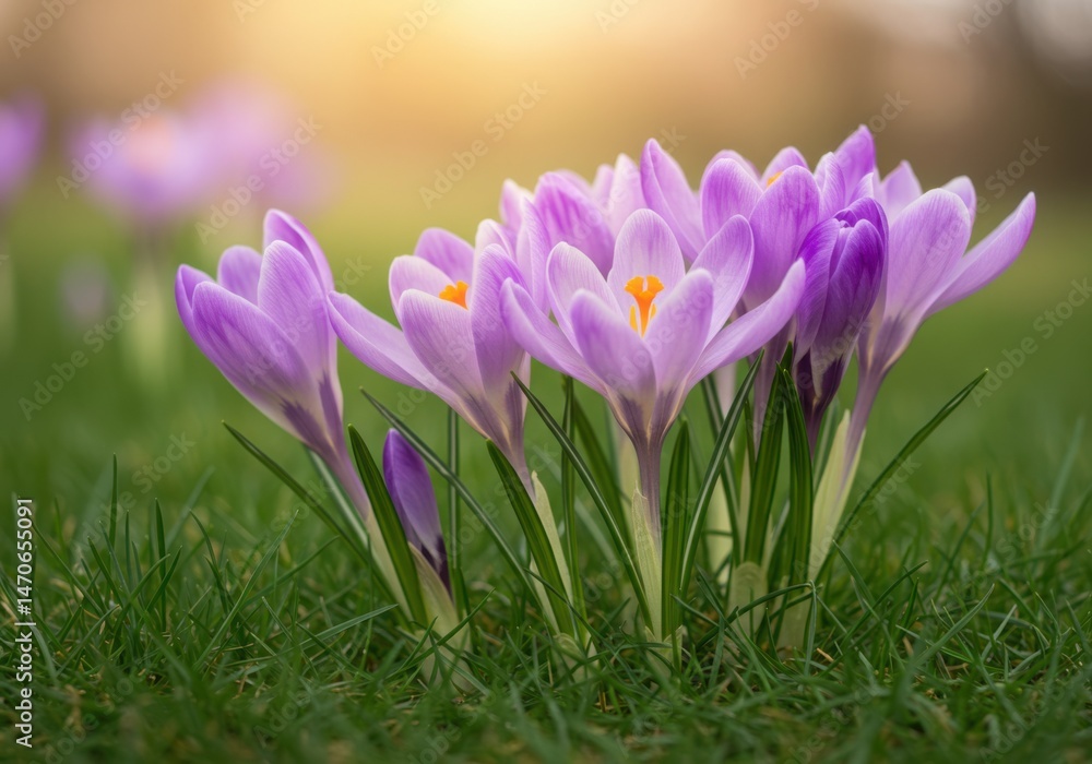 Purple crocus flowers bloom in spring Purple crocus flowers bloom in spring