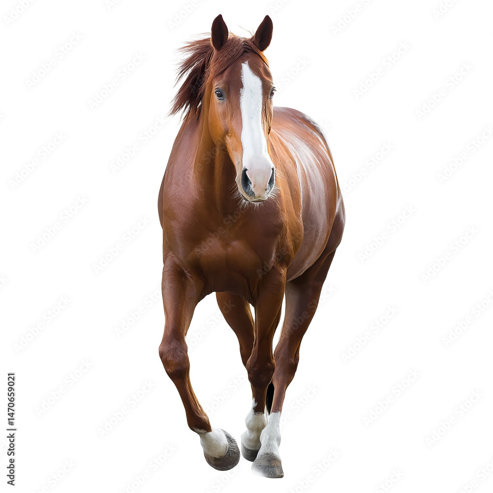 Obraz premium A stunning brown horse galloping towards the viewer