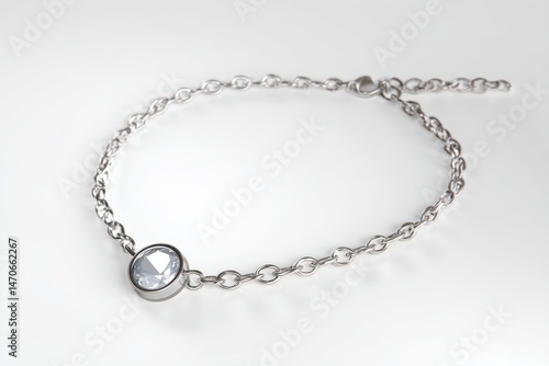 Wallpaper Mural Elegant silver chain bracelet adorned with a single, clear gemstone. Minimalist jewelry design. Torontodigital.ca