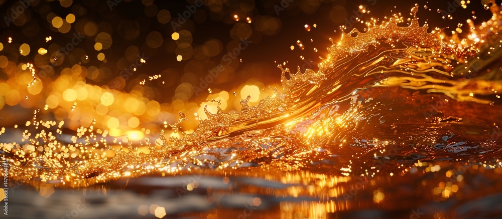Naklejka premium Golden Liquid Splashing