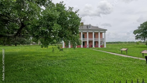 footage of The Malus-Beauregard House, known as the Rene Beauregard house at Chalmette Battlefield in New Orleans Louisiana USA