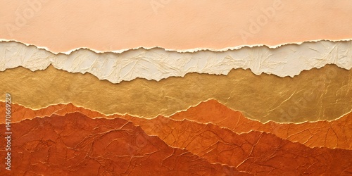 Golden Horizon Abstract: A captivating abstract art piece featuring a layered, textured landscape in shades of gold, orange, and white, evocative of a sunrise or sunset over a distant horizon.