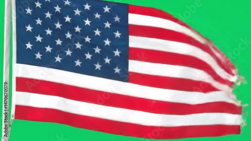 Wallpaper Mural American flag waving against a green screen backdrop in a patriotic display scene Torontodigital.ca