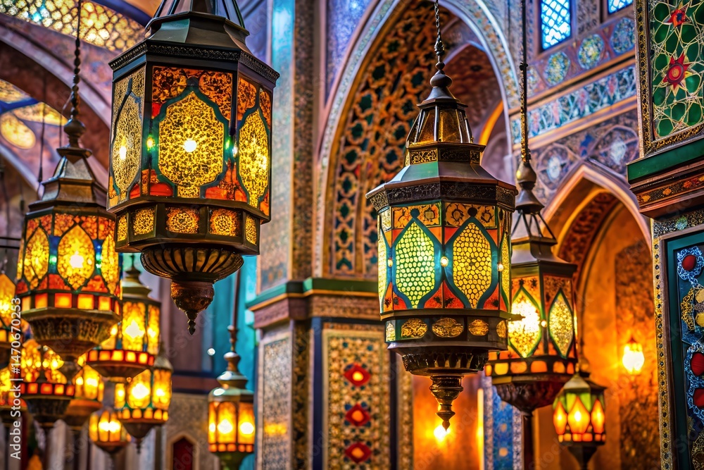 Obraz premium Islamic Art Fusion With Bold Lanterns And Complex Patterns