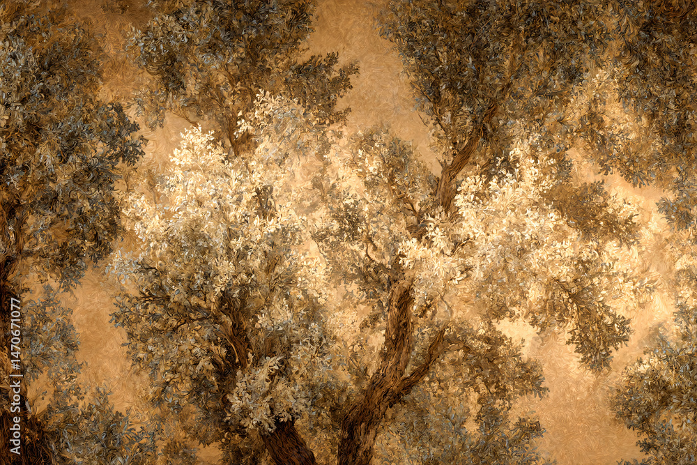 custom made wallpaper toronto digitalForest Canopy Impression: An artistic portrayal of a forest canopy from a unique vantage point. Sunlight dapples through the leaves.
