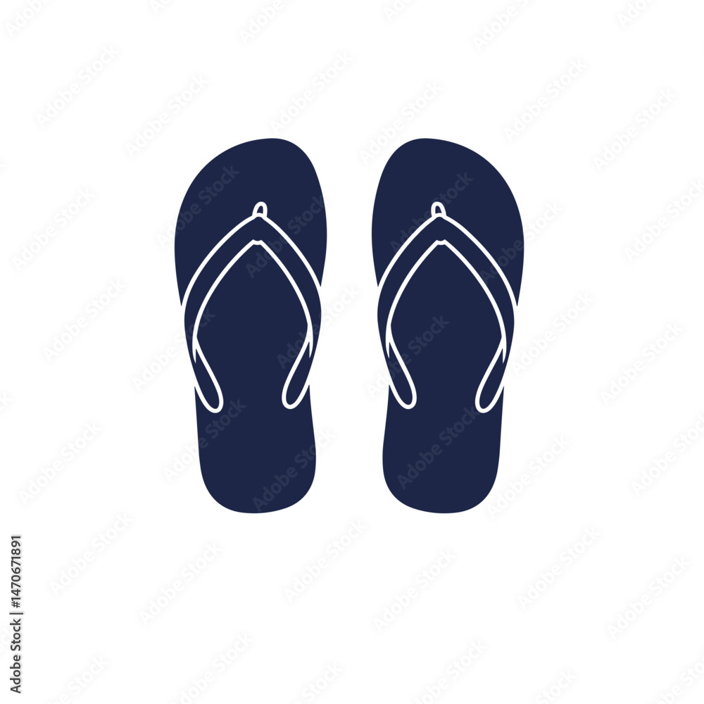 Minimalist Navy Flip-Flops Vector Icon, Casual Summer Footwear Concept, for Web, UI and Catalogs Minimalist Navy Flip-Flops Vector Icon, Casual Summer Footwear Concept, for Web, UI and Catalogs
