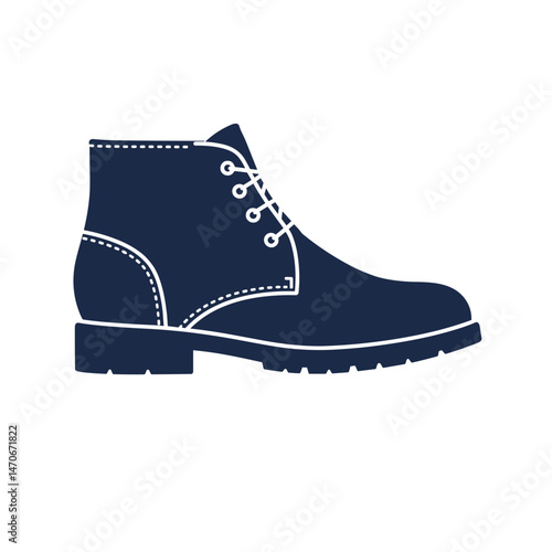 Chukka Boots Silhouette Vector Icon, Minimalist Dark Blue Design, Casual Footwear Concept, for Menswear Catalogs, UI Design